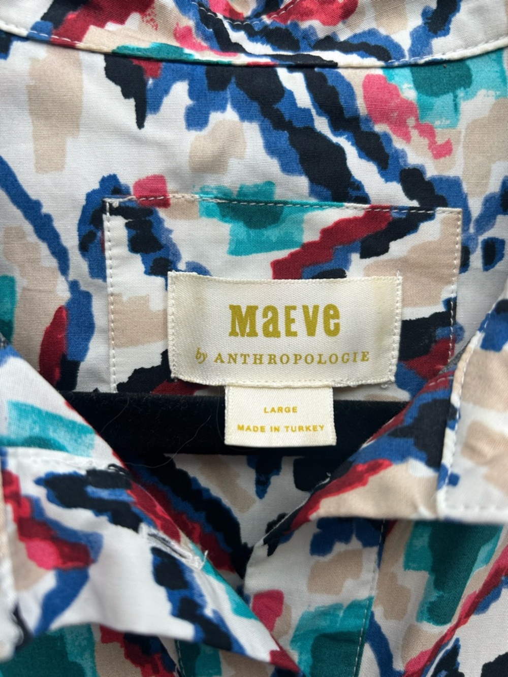 Anthropologie Maeve Bettina Tiered Geometric Shirt dress, size L, - Picture 10 of 11